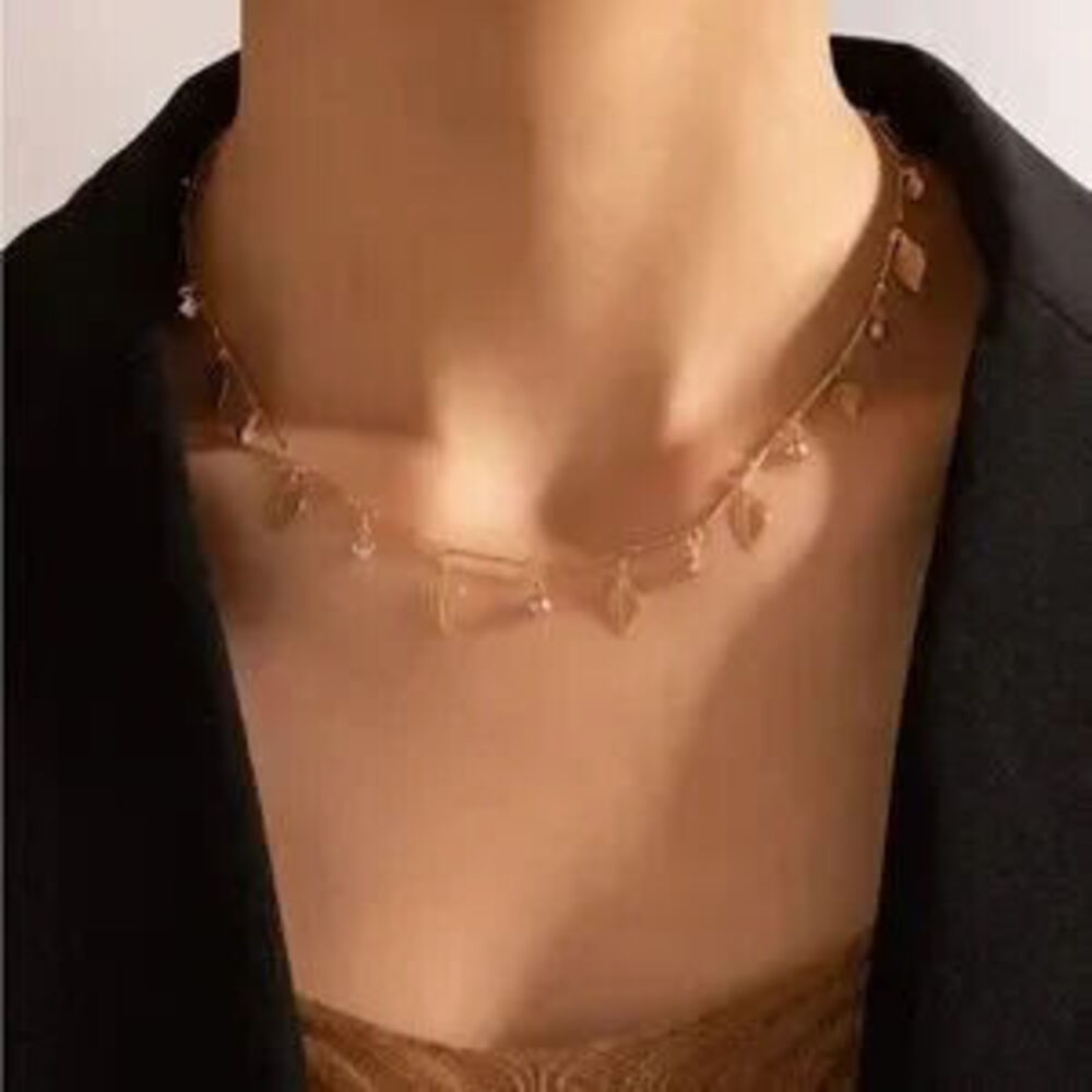 Gold Leaf & Rhinestone Necklace